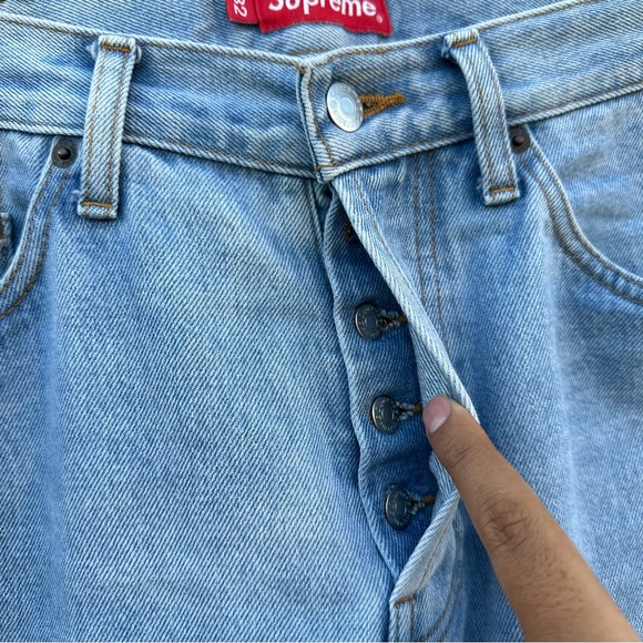 Supreme Stone Washed Slim Selvedge Denim Jeans Act Size 35x31 Made In Japan - Picture 11 of 11